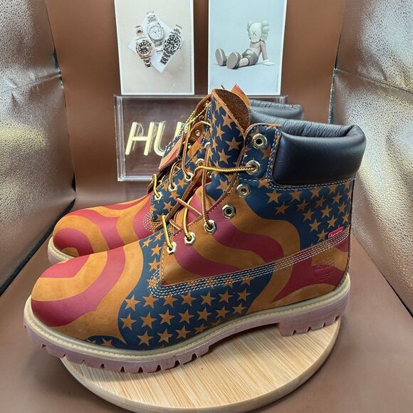 Timberland 6" Boot Supreme Stars & Stripes Wheat Men’s Sz 13 - Picture 3 of 12